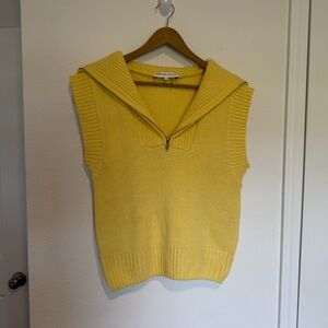 Tuckernuck English Factory Half Sweater Vest sz Small Yellow Zip Spring Summer